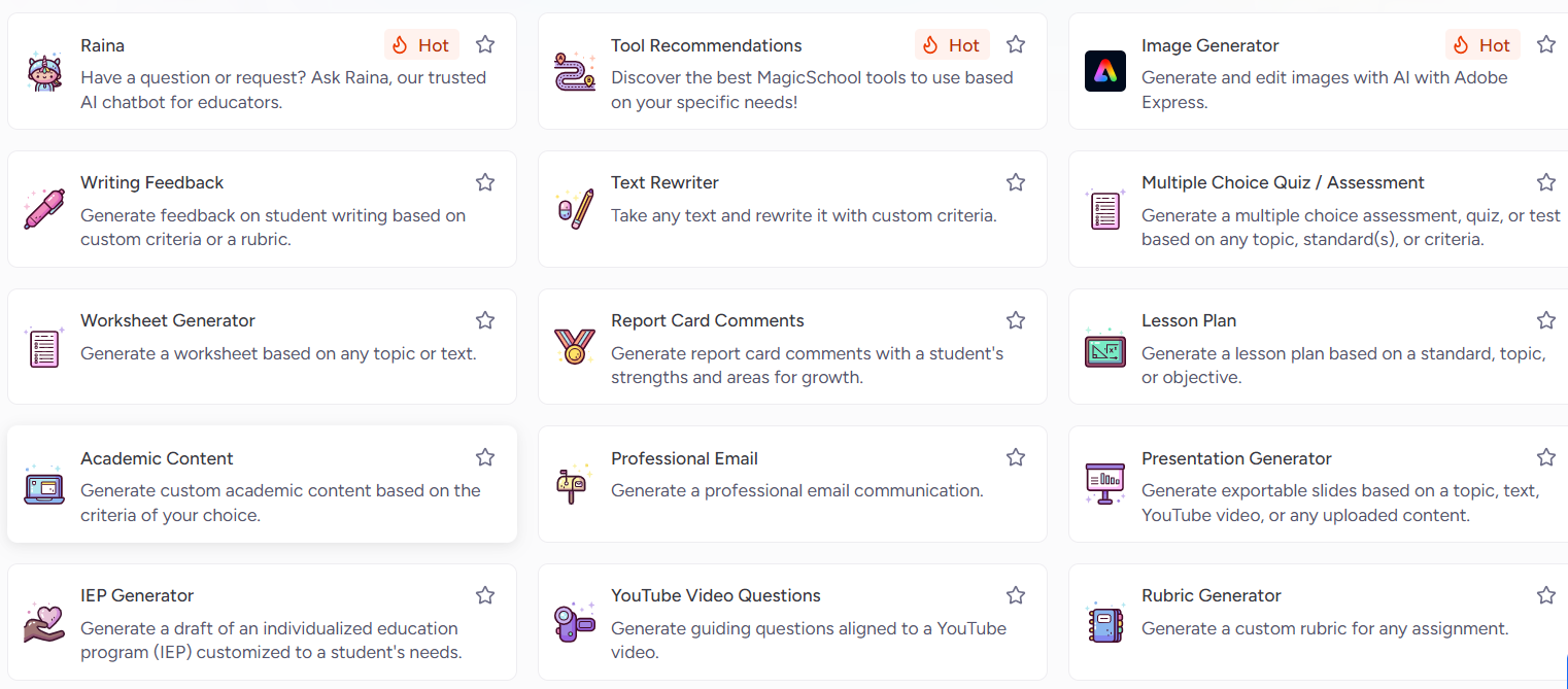 MagicSchool AI dashboard screenshot