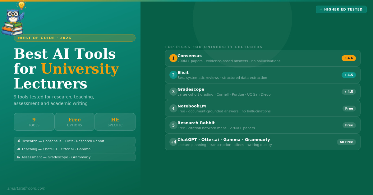 Best AI Tools for University Lecturers 2026 — Smart Staff Room